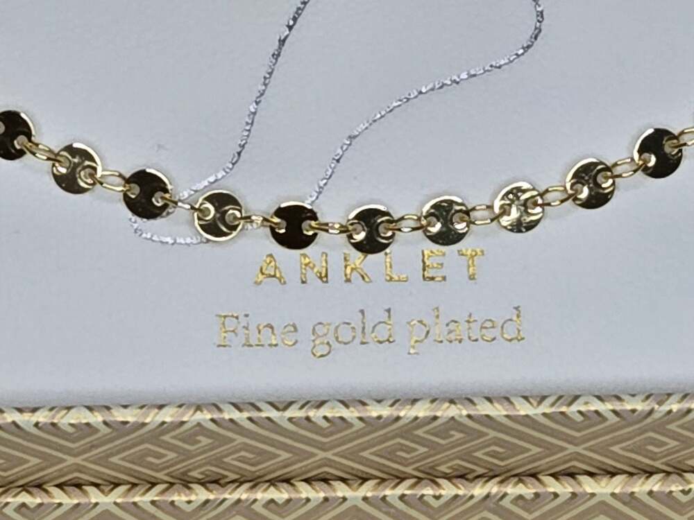 Stella Rose London Fine Gold Plated Sequin Disc Chain Anklet